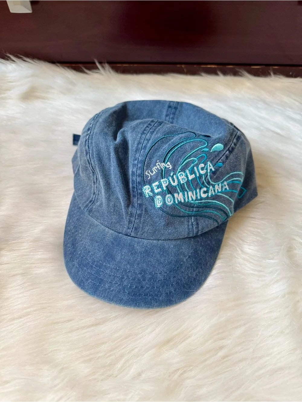 Republica Dominicana Denim Wave Cap Embroidered Baseball Cap Women’s Adjustable
